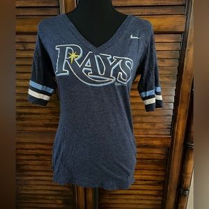 ⚾️Nike MLB Tampa Bay Rays Women’s V-Neck Blue Short Sleeve T-Shirt Sz Small